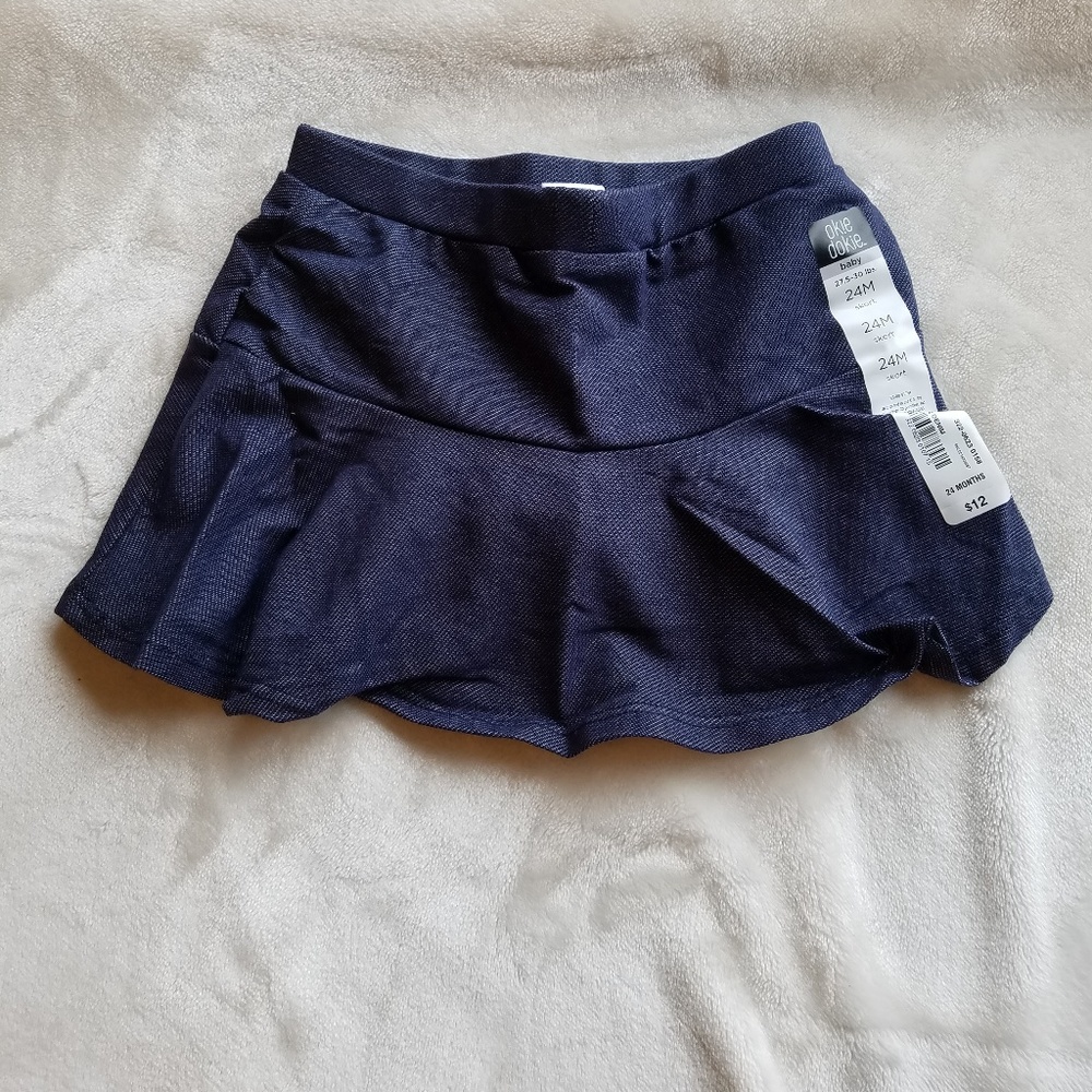 okie dokie infant skort in dark denim